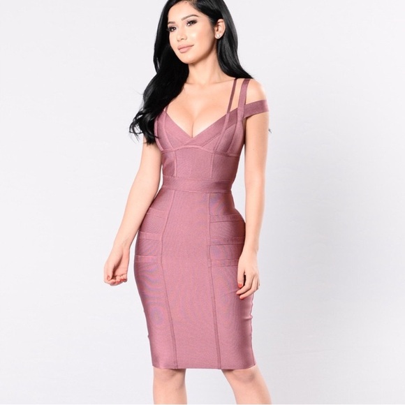 Fashion Nova Mauve Lansa Bandage dress size MEDIUM - Picture 1 of 5